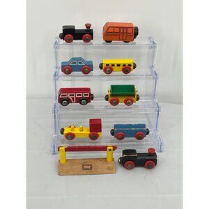 Vintage Brio Wooden Train & Vehicle Set With Bridge Lift